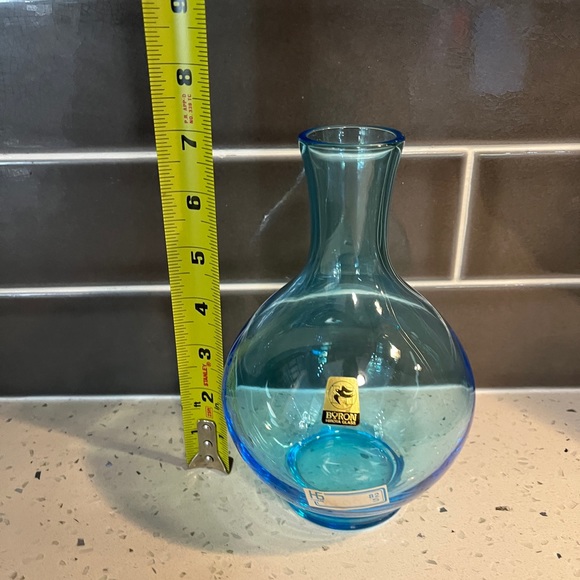 Vintage Byron Hirota Electric Blue Japanese Glass Vase with original stickers - Picture 6 of 7